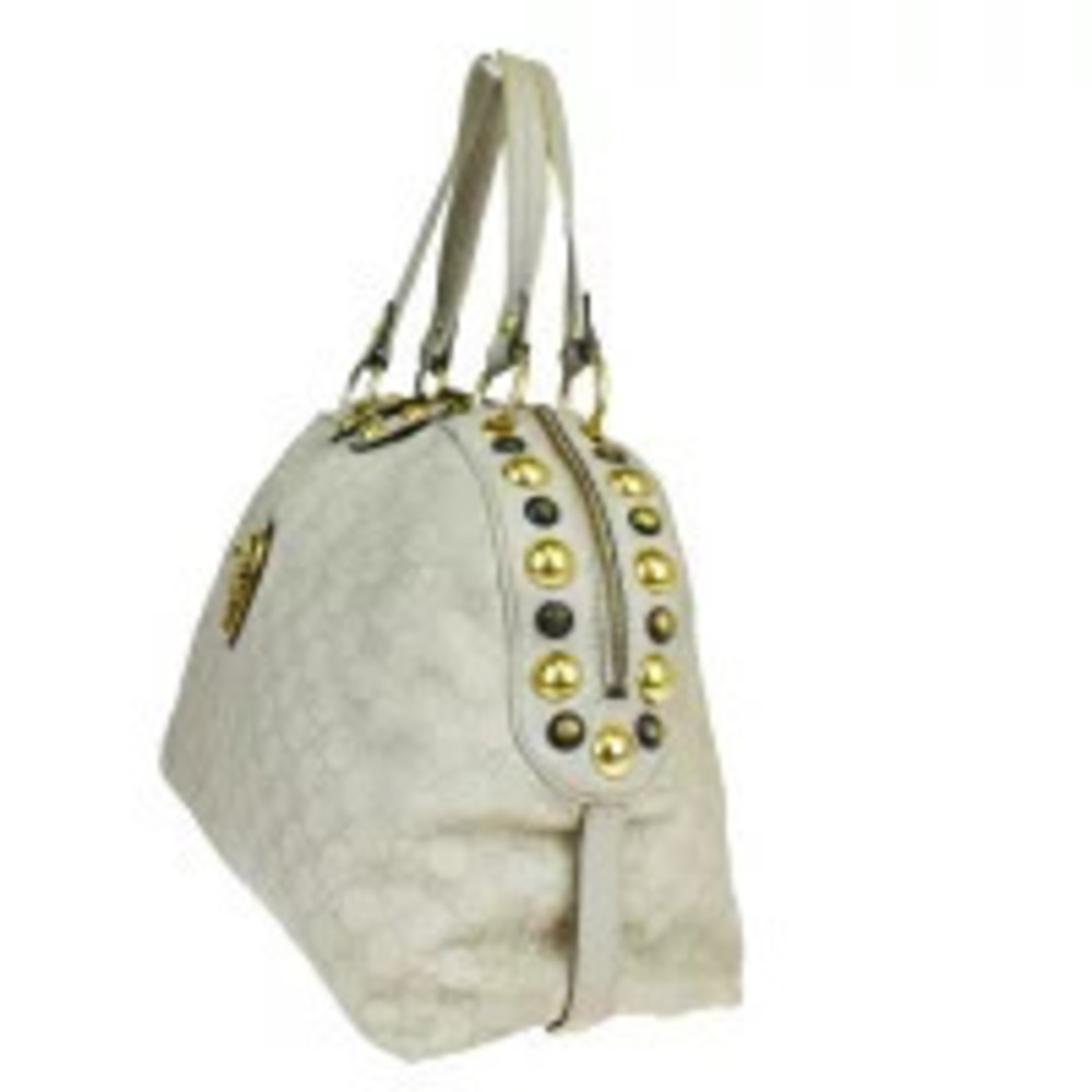 Gucci Handbag Studs GG Bag White Shoulder Leather Ivory White